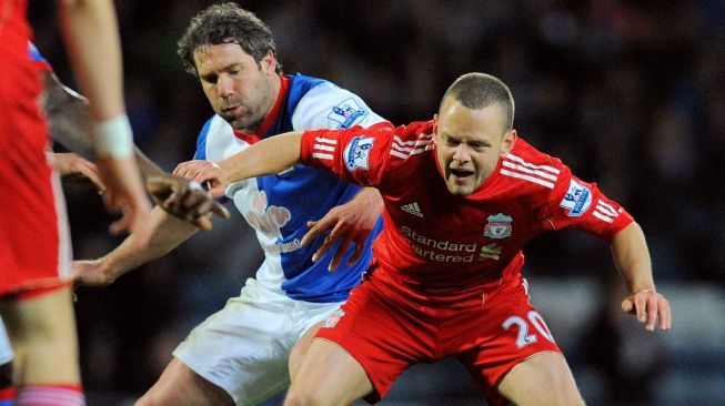 Jay Spearing saat membela Liverpool pada 2012. [AFP]